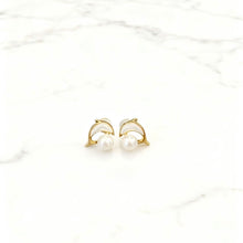 Shell dolphin with pearl earrings