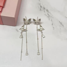 Silver Butterfly Cascade Earrings