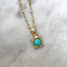 Dainty Aqua Square Necklace