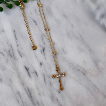 Waterproof Sparkle Cross Necklace