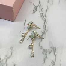 Blue Star & Pearl Drop Earrings