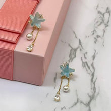 Blue Star & Pearl Drop Earrings