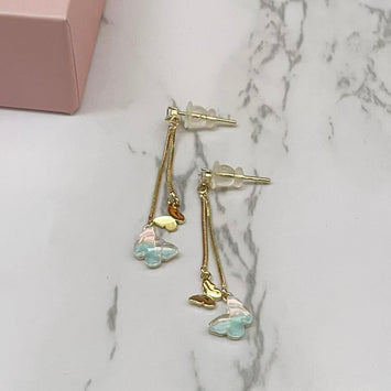 Mini Blue Drop Butterfly Earrings