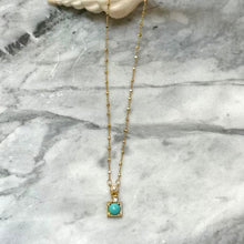 Dainty Aqua Square Necklace