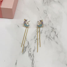 Moon & Star Chain Drop Earrings