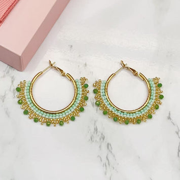 Green Halo Hoop Earrings