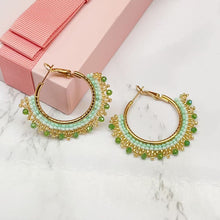 Green Halo Hoop Earrings