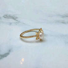 Moon & Star Pearl Ring