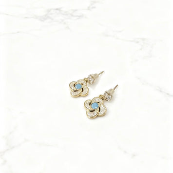 Blue stone flower earrings