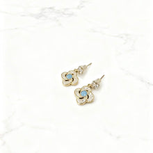 Blue stone flower earrings