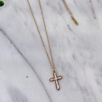 Waterproof Ivory Cross Necklace