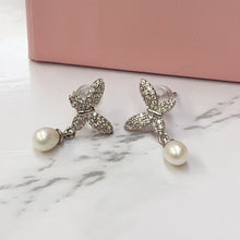 Sparkly Butterfly & Drop Pearl Earrings