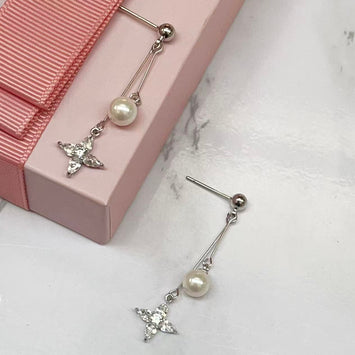 Mini Star & Pearl Drop Earrings